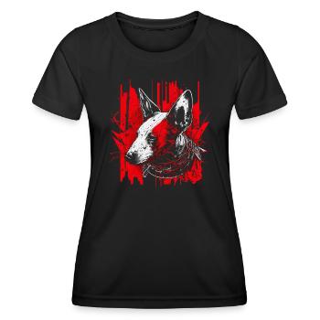 Bull terrier - T-shirt sport Femme - noir - Devant - AI Model Female 172 light (172cm)