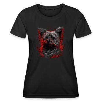 Yorkshire Terrier - T-shirt sport Femme - noir - Devant - AI Model Female 172 light (172cm)