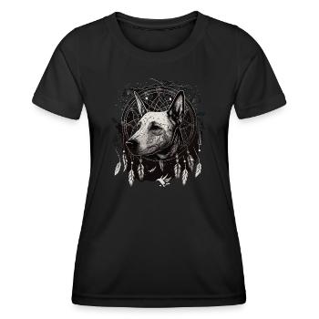 Bull Terrier et Dreamcatcher - T-shirt sport Femme - noir - Devant - AI Model Female 172 light (172cm)