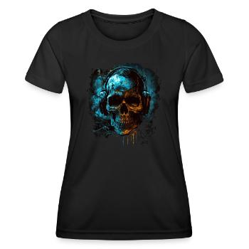 Zombie skull Disc Jockey - Women's Functional T-Shirt - black - Front - AI Model Female 172 light (172cm)