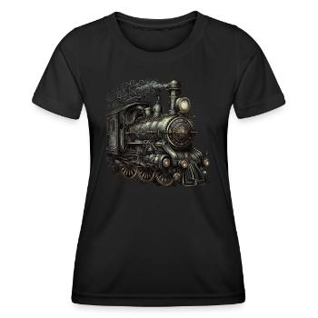 Dampflokomotive - Frauen Funktions-T-Shirt - Schwarz - Vorne - AI Model Female 172 light (172cm)