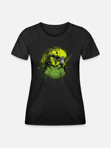 Grüner Wellensittich - Funktionsshirt til damer - sort