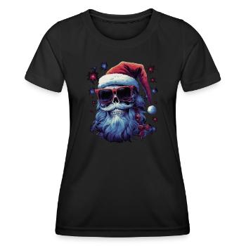 Schädel mit Weihnachtsmütze - Frauen Funktions-T-Shirt - Schwarz - Vorne - AI Model Female 172 light (172cm)