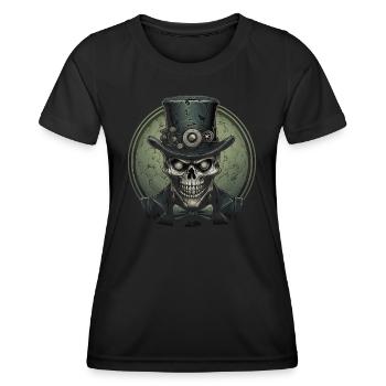 Steampunk Zombie Schädel - Frauen Funktions-T-Shirt - Schwarz - Vorne - AI Model Female 172 light (172cm)