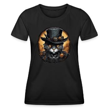 Steampunk Cat - Women's Functional T-Shirt - black - Front - AI Model Female 172 light (172cm)