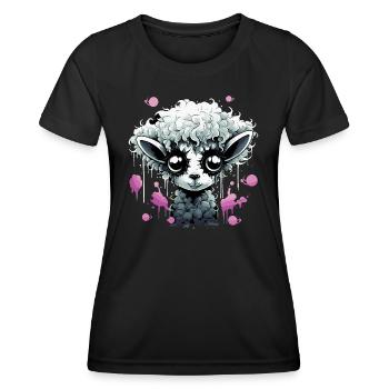 Lustiges Grufti Schaf - Frauen Funktions-T-Shirt - Schwarz - Vorne - AI Model Female 172 light (172cm)