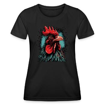 Rooster Portrait - Women's Functional T-Shirt - black - Front - AI Model Female 172 light (172cm)