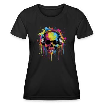Zombie Skull Disc Jockey - Women's Functional T-Shirt - black - Front - AI Model Female 172 light (172cm)