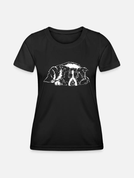 BORDER COLLIE Hundeportrait Hütehund Hund Wilsigns - Frauen Funktions-T-Shirt - Schwarz
