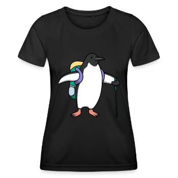 Nette Pinguine Wanderer Adventure Mountains - Frauen Funktions-T-Shirt - Schwarz - Vorne - AI Model Female 172 light (172cm)