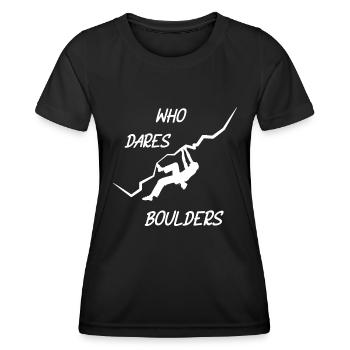 Who Dares, Boulders - Women's Functional T-Shirt - black - Front - AI Model Female 172 light (172cm)