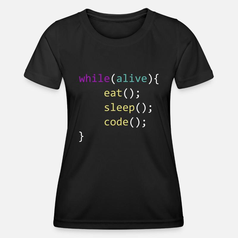 Eat Sleep Code Repeat - T-shirt sport Femme - noir