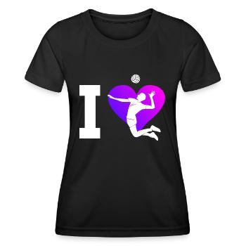 Beachvolleyball Beach Volley Volley Herren - Frauen Funktions-T-Shirt - Schwarz - Vorne - AI Model Female 172 light (172cm)