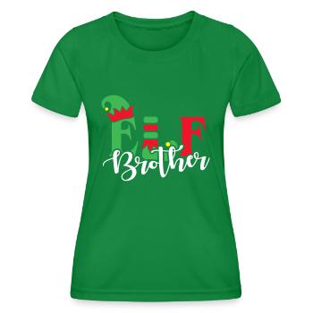 Elf Brother Christmas Family Matching - Women's Functional T-Shirt - kelly green - Front - AI Model Female 172 dark (172cm)