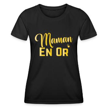 Maman En Or Femme Humour Cadeau Fête Des Mères - T-shirt sport Femme - noir - Devant - AI Model Female 172 light (172cm)