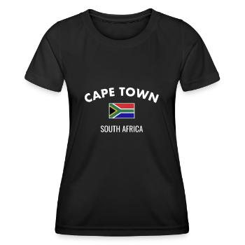 Cape Town Afrique du Sud Drapeau sud-africain - T-shirt sport Femme - noir - Devant - AI Model Female 172 light (172cm)