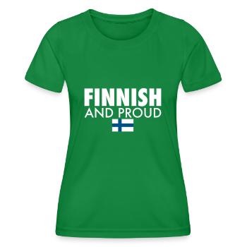 Finnish And Proud Finland Finnish Flag - Women's Functional T-Shirt - kelly green - Front - AI Model Female 172 dark (172cm)