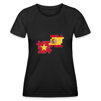 Vietnam Spain Flag Spanish Vietnamese - Women's Functional T-Shirt - black - Front - AI Model Female 172 light (172cm)