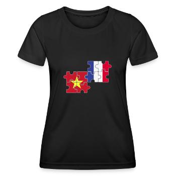 Vietnam France Flag French Vietnamese - Women's Functional T-Shirt - black - Front - AI Model Female 172 light (172cm)