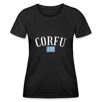 Corfou Grèce Drapeau grec Grec - T-shirt sport Femme - noir - Devant - AI Model Female 172 light (172cm)