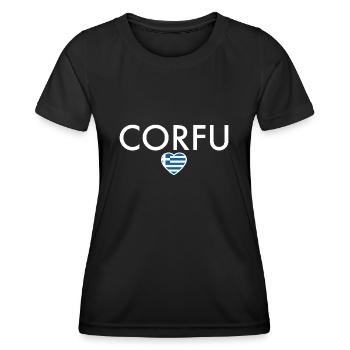 Corfou Grèce Drapeau grec Grec - T-shirt sport Femme - noir - Devant - AI Model Female 172 light (172cm)