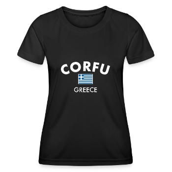 Corfou Grèce Drapeau grec Grec - T-shirt sport Femme - noir - Devant - AI Model Female 172 light (172cm)