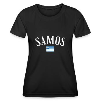 Samos Grèce Drapeau grec Grec - T-shirt sport Femme - noir - Devant - AI Model Female 172 light (172cm)