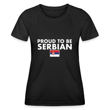 Fier d’être serbe Serbie Drapeau serbe Serbie - T-shirt sport Femme - noir - Devant - AI Model Female 172 light (172cm)