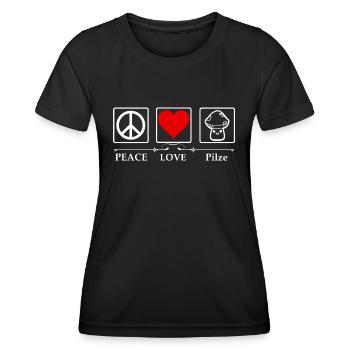 Chef ramasseurs de champignons Peace Love - T-shirt sport Femme - noir - Devant - AI Model Female 172 light (172cm)