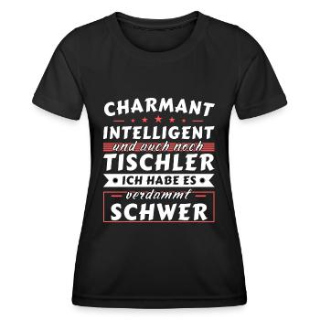 Charmant und intelligent - Tischler Edition - Frauen Funktions-T-Shirt - Schwarz - Vorne - AI Model Female 172 light (172cm)