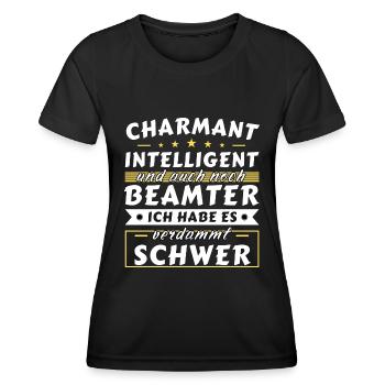 Charmant und intelligent - Beamter Edition - Frauen Funktions-T-Shirt - Schwarz - Vorne - AI Model Female 172 light (172cm)
