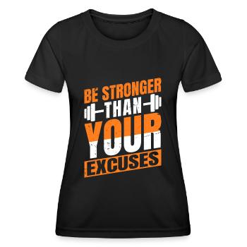 Soyez plus fort que vos excuses - Entraînement - T-shirt sport Femme - noir - Devant - AI Model Female 172 light (172cm)