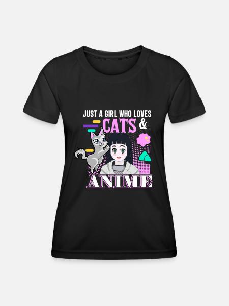 Juste une fille qui aime les chats et les anime - T-shirt sport Femme - noir