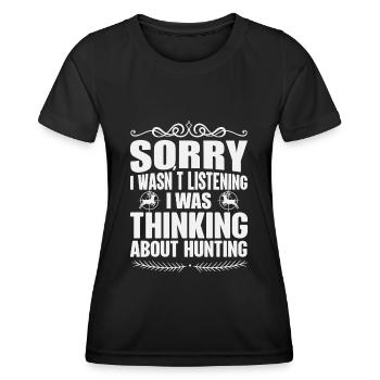 Funny hunter saying for hunting lovers - Women's Functional T-Shirt - black - Front - AI Model Female 172 light (172cm)