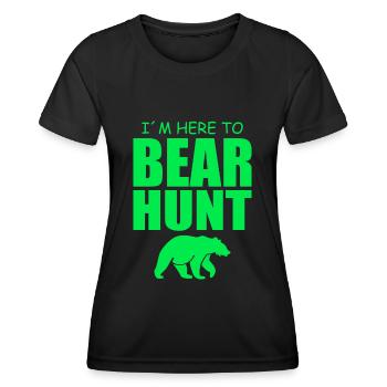 Je suis ici pour la chasse à l’ours - Chasse - T-shirt sport Femme - noir - Devant - AI Model Female 172 light (172cm)