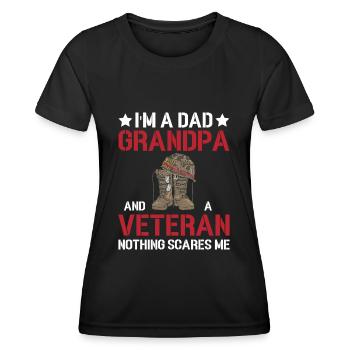 I am a father grandpa and a veteran - soldier - Women's Functional T-Shirt - black - Front - AI Model Female 172 light (172cm)