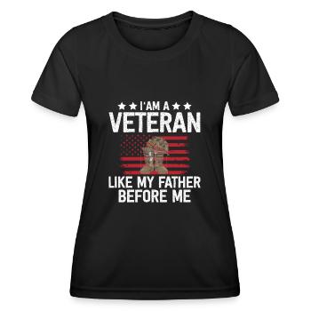 Je suis un vétéran comme mon père avant moi - Veter - T-shirt sport Femme - noir - Devant - AI Model Female 172 light (172cm)