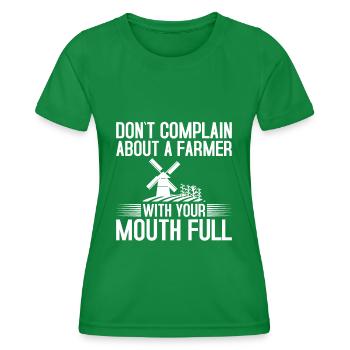 Ne vous plaignez pas d’un agriculteur - T-shirt sport Femme - vert - Devant - AI Model Female 172 dark (172cm)