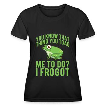 Grenouille Grenouille Drôle Grenouille Dicton - T-shirt sport Femme - noir - Devant - AI Model Female 172 light (172cm)