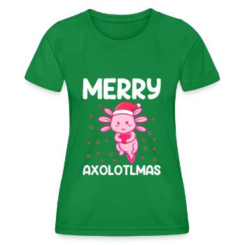 Merry Axolotlmas - Frohe Weihnachten Axolotl - Frauen Funktions-T-Shirt - Kelly Green - Vorne - AI Model Female 172 dark (172cm)
