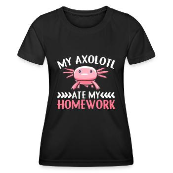 Mon Axolotl a mangé mes devoirs - Axolotl - T-shirt sport Femme - noir - Devant - AI Model Female 172 light (172cm)