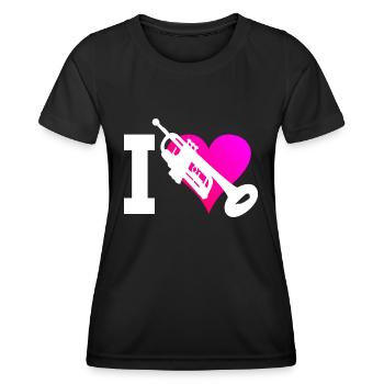 Trompette Trompette Trompettiste Trompette Jouant de la trompette - T-shirt sport Femme - noir - Devant - AI Model Female 172 light (172cm)