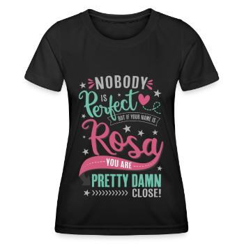 Rosa nom personne n'est parfait cadeau fille - T-shirt sport Femme - noir - Devant - AI Model Female 172 light (172cm)