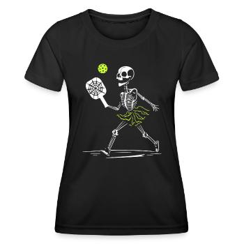 Gruselige Pickleball Skelett Halloween Damen - Frauen Funktions-T-Shirt - Schwarz - Vorne - AI Model Female 172 light (172cm)
