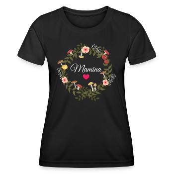 Mamina - Maman - Super mamie - T-shirt sport Femme - noir - Devant - AI Model Female 172 light (172cm)