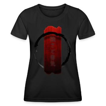 Bannière japonaise de la bravoure : force et courage - T-shirt sport Femme - noir - Devant - AI Model Female 172 light (172cm)