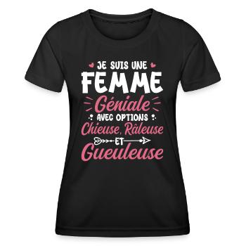 Chieuse gueuleuse grouch humorous femme géniale - Women's Functional T-Shirt - black - Front - AI Model Female 172 light (172cm)