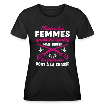 Les Meilleures Vont á La Chasse - T-shirt sport Femme - noir - Devant - AI Model Female 172 light (172cm)