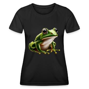 Regenfrosch Wassertropfen Frosch - Frauen Funktions-T-Shirt - Schwarz - Vorne - AI Model Female 172 light (172cm)