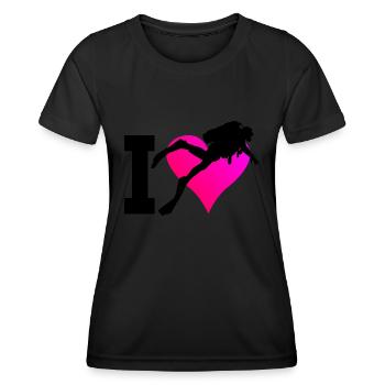 Scuba Diving Scuba Divers Diving Ladies - T-shirt sport Femme - noir - Devant - AI Model Female 172 light (172cm)